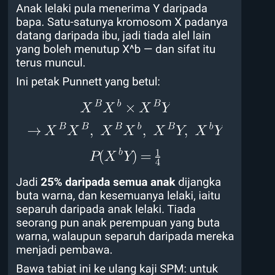 Tavi dalam kumpulan Telegram: mewarisi alel bukan bererti menunjukkan sifat